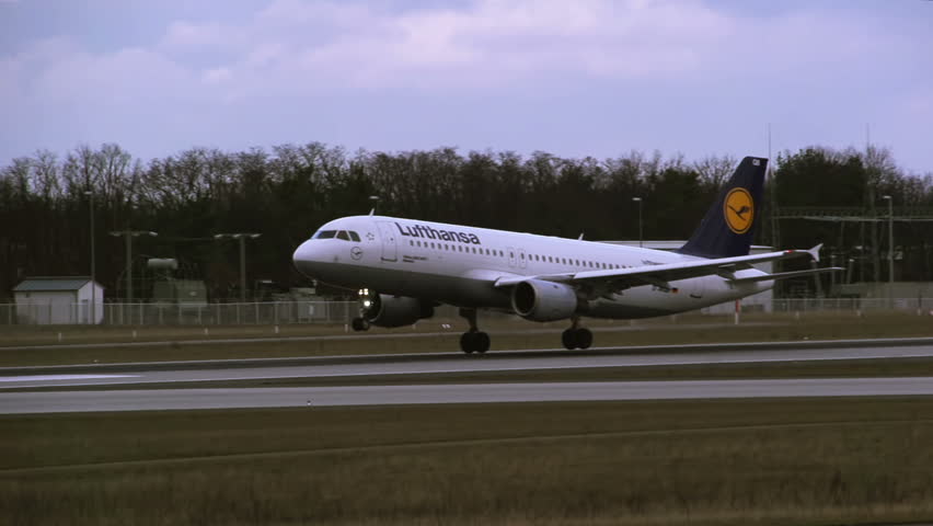 FRANKFURT, GERMANY - FEBRUARY 18: Airbus A320-200 from airline Lufthansa lands