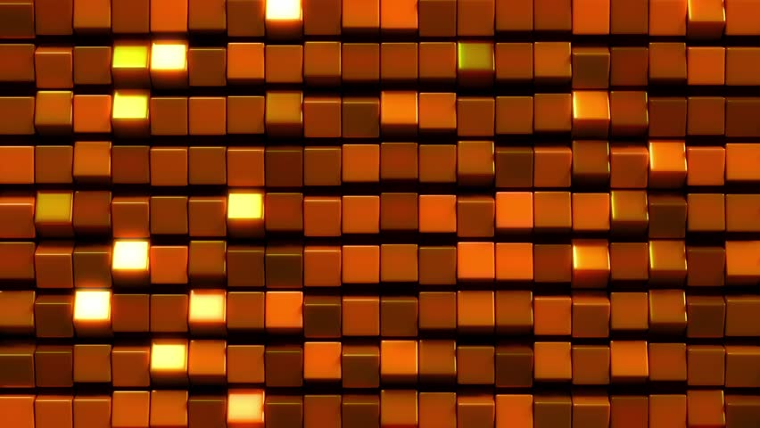 Orange rotating squares. Abstract modern background. Seamless looping motion design. 3D Illustration