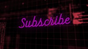 Animation of subscribe text over data processing. Social media, technology and digital interface concept digitally generated video. - Powered by Shutterstock - Get 15% off with code: PIKWIZARD15