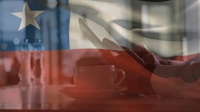 Animation of data processing with flag of chile over caucasian businessman using smartphone. Global business, finances, computing and digital interface concept digitally generated video. - Powered by Shutterstock - Get 15% off with code: PIKWIZARD15