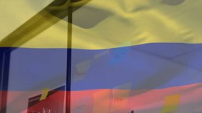 Animation of financial data processing over flag of colombia. Global business, finances, computing and digital interface concept digitally generated video. - Powered by Shutterstock - Get 15% off with code: PIKWIZARD15