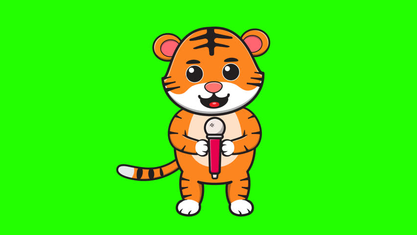 Animal vector art cartoon animation tiger is singing