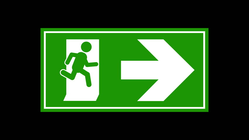 Emergency exit left , Emergency exit right, escape route signs.Video Animation 4K