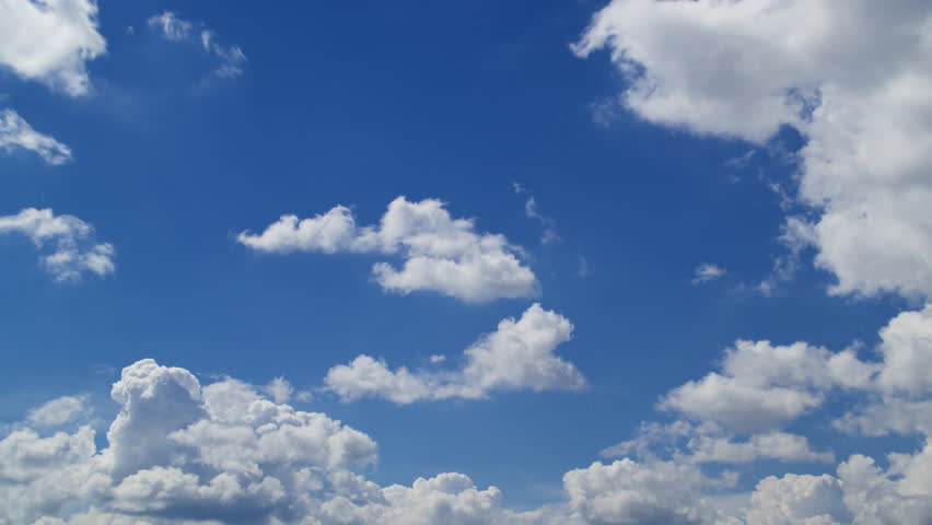 Blue Sky with Fluffy White Clouds