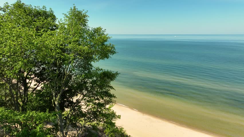 A view of Lake Michigan from atop the Dunes in Muskegon, MI.