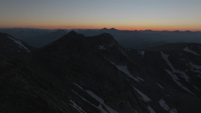 Sunset sundown Summit Lake Park Denver Mount Blue Sky Evans Denver Front range fourteener aerial drone Colorado Rocky Mountains snowmelt summer Evergreen Idaho Springs Clear Creek Grays Torreys upward