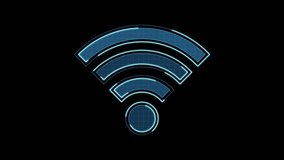 Wi fi signal icon motion animation, continuous seamless loop from 1 to 7 second mark, futuristic cyber technology look, neon laser lines on black background. - Powered by Shutterstock - Get 15% off with code: PIKWIZARD15