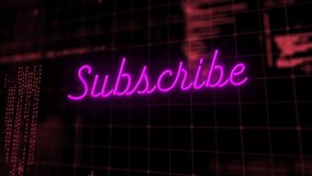 Animation of subscribe text over data processing. Social media, technology and digital interface concept digitally generated video. - Powered by Shutterstock - Get 15% off with code: PIKWIZARD15