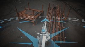 Animation of compass with follower text over warehouse. Global business, travel and digital interface concept digitally generated video. - Powered by Shutterstock - Get 15% off with code: PIKWIZARD15