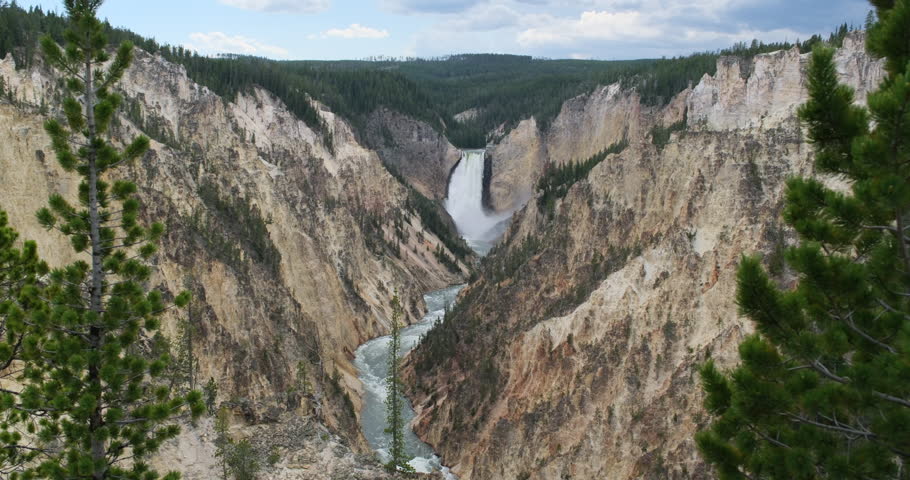 Grand Canyon of the Yellowstone and Lower Falls of the Yellowstone River. Nature landscape in USA