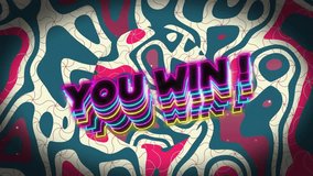 Animation of you win text over pattern background. Global video game, digital interface, communication, computing and data processing concept digitally generated video. - Powered by Shutterstock - Get 15% off with code: PIKWIZARD15