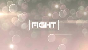 Animation of fight text over spot lights on grey background. Global video game, digital interface, communication, computing and data processing concept digitally generated video. - Powered by Shutterstock - Get 15% off with code: PIKWIZARD15