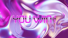 Animation of you win text over metallic patterned background. Global video game, digital interface, communication, computing and data processing concept digitally generated video. - Powered by Shutterstock - Get 15% off with code: PIKWIZARD15