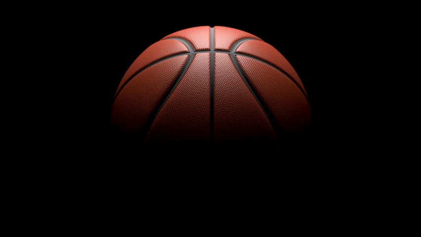 Rotating Basketball on black background with copy space, Seamless Loop video
