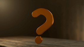 Puzzle concept. Ask a Question. The unknown. A golden question mark appears and rotates on a wooden surface. Search for business solutions. Answer to questions. Difficult task. Difficulties. - Powered by Shutterstock - Get 15% off with code: PIKWIZARD15