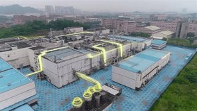 Concept of a modern factory, drone view. Flight over the modern factory. Modern factory aerial view. Digitalization of production - Powered by Shutterstock - Get 15% off with code: PIKWIZARD15