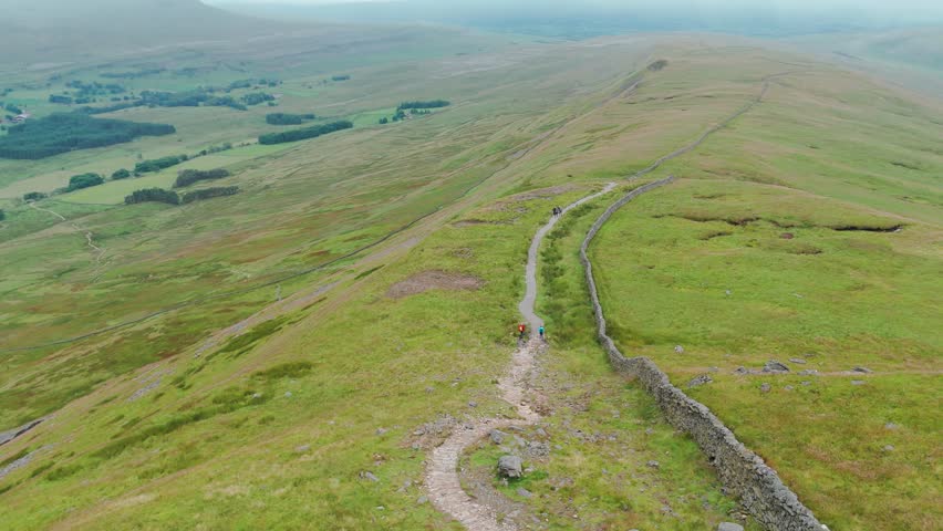 Hike trail Lake District Cumbria, countryside national park, United Kingdom