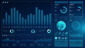 Futuristic digital dashboard interface with data charts, graphs, and a global map, Infographic business and financial investment, and Data analytics abstract background - Powered by Shutterstock - Get 15% off with code: PIKWIZARD15
