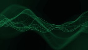 Seamless loop background with dark green wave form made of dots and lines smoothly float with glow effect. Wavy structure screensaver for digital science technology and vj performance. Looped 4K 60fps - Powered by Shutterstock - Get 15% off with code: PIKWIZARD15