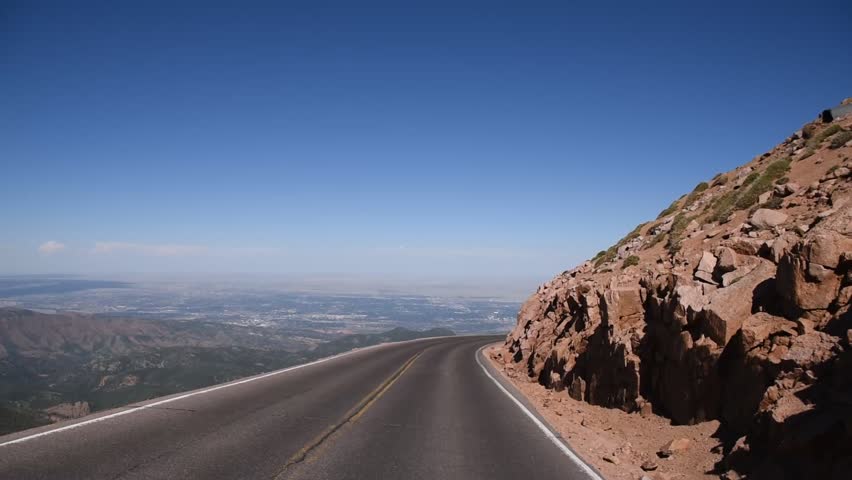 Footage driving down Pikes Peak Colorado
