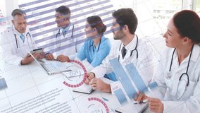 Animation of financial data processing over diverse business people in office. Global finance, business, connections, computing and data processing concept digitally generated video. - Powered by Shutterstock - Get 15% off with code: PIKWIZARD15