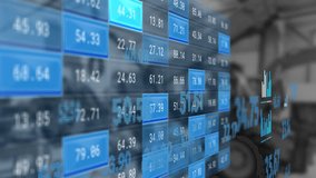 Animation of financial data processing over warehouse. Global finance, business, connections, computing and data processing concept digitally generated video. - Powered by Shutterstock - Get 15% off with code: PIKWIZARD15