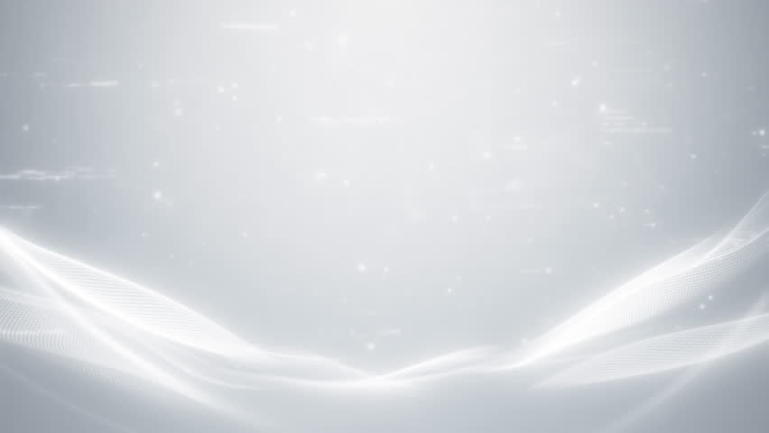 Elegant Futuristic clean white grey blurred wave for business corporate presentation background. Modern Luxury particle light glitter smooth motion digital technology network cyberspace video concept.