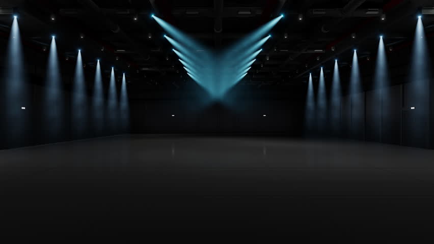 Motion Empty hall exhibition with lighting.Backdrop for stands,booth,product.
Big Room for conference,online.3D Background for entertainment,concert
,event,sports,live.Animation loop 4k.3D render.