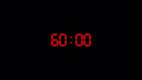 Digital countdown timer one hour animation from 60 minutes to 0 seconds, 60 minutes digital countdown, Countdown timer, Countdown video - Powered by Shutterstock - Get 15% off with code: PIKWIZARD15