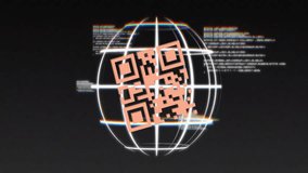 Animation of qr code and digital data processing over globe. Global connections, computing and data processing concept digitally generated video. - Powered by Shutterstock - Get 15% off with code: PIKWIZARD15