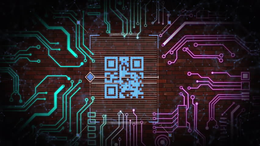 Animation of qr code and digital data processing over circuit board. Global connections, computing and data processing concept digitally generated video. - Powered by Shutterstock - Get 15% off with code: PIKWIZARD15
