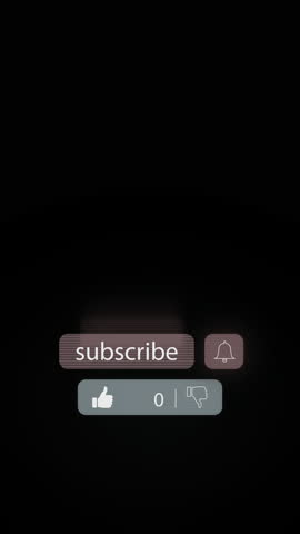 Subscribe, like and notification bell buttons for social media content as hud overlay with reaction icons and symbols, mouse pointer clicks, digital animation on black for your channel, vertical