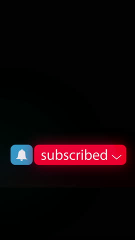 Mouse click on subscribe button with notification bell, social media asset for channels, digital animation on black, vertical
