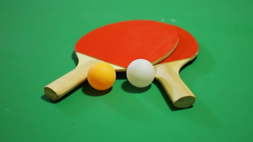 Close up image of ping pong rackets. Table tennis competition. Family Tournament