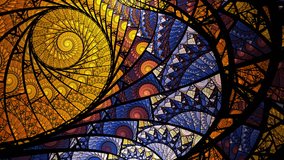 Abstract spiral fractal art background, like stained glass or the sun moving across the sky. - Powered by Shutterstock - Get 15% off with code: PIKWIZARD15