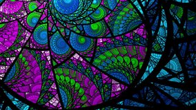 Abstract looping spiral fractal art background, like stained glass or looking through a kaleidoscope. - Powered by Shutterstock - Get 15% off with code: PIKWIZARD15