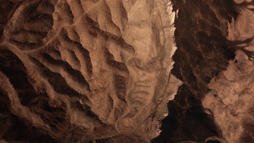 Top down aerial view of textures and patterns of Death Valley national park in Mojave desert, USA