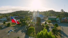 aerial view with drone of the plaza and San Antonio de Chacao Church. dolly on the left - Powered by Shutterstock - Get 15% off with code: PIKWIZARD15