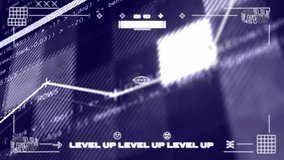 Animation of digital data processing over level up text over screen. Global video game, connections, computing and data processing concept digitally generated video. - Powered by Shutterstock - Get 15% off with code: PIKWIZARD15