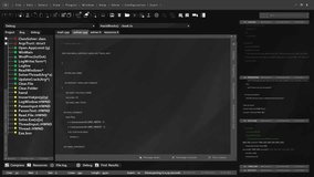 Sleek modern UI displaying real time animations of programming code being typed and executed. 3D rendering of coding application UI used by IT developers writing and testing code. 3D Illustration - Powered by Shutterstock - Get 15% off with code: PIKWIZARD15