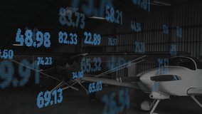 Animation of data processing over airplanes. Global transport, finance, business, connections, computing and data processing concept digitally generated video. - Powered by Shutterstock - Get 15% off with code: PIKWIZARD15