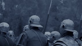 Reenactment of Roman soldiers in battle formation, demonstrating ancient military tactics - Powered by Shutterstock - Get 15% off with code: PIKWIZARD15