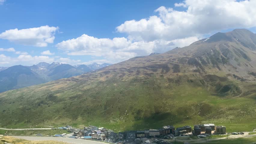 Views of French pyrenees from the Andorran border town of El Pas de la Casa.