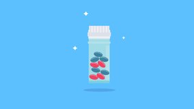 animation of plastic tube shaped medicine pill container with shaken pills, simple funny motion graphic explanation good for health, 4k animation video - Powered by Shutterstock - Get 15% off with code: PIKWIZARD15