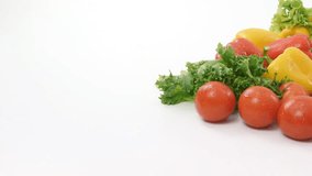 lots of fresh vegetables on white background
