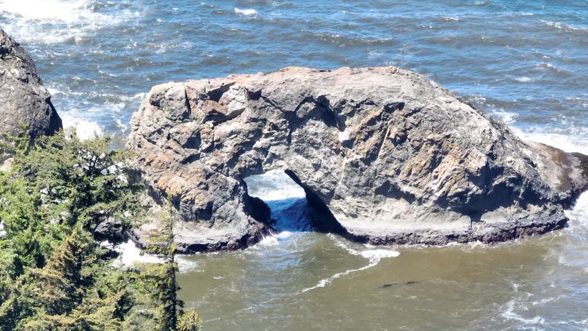 Aerial View of Arch Rock in Oregon