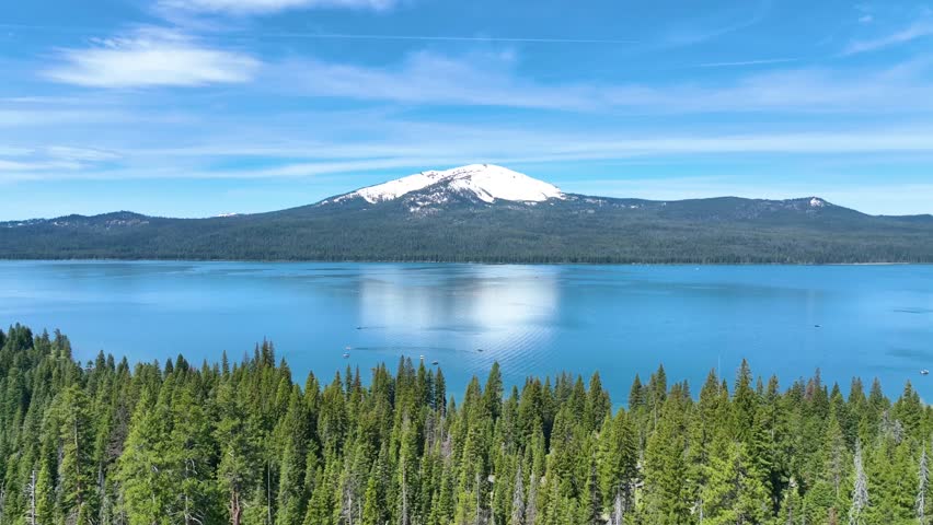 Aerial Fly Through of Diamond Lake and Mount Bailey in Oregon