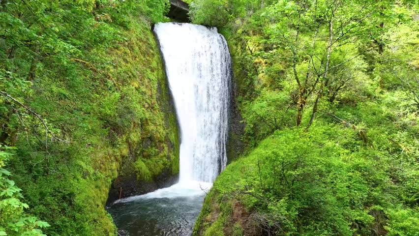 Aerial View of Bridal Veil Falls in Oregon