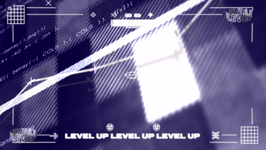 Animation of digital data processing over level up text over screen. Global video game, connections, computing and data processing concept digitally generated video. - Powered by Shutterstock - Get 15% off with code: PIKWIZARD15