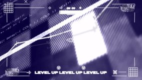 Animation of digital data processing over level up text over screen. Global video game, connections, computing and data processing concept digitally generated video. - Powered by Shutterstock - Get 15% off with code: PIKWIZARD15